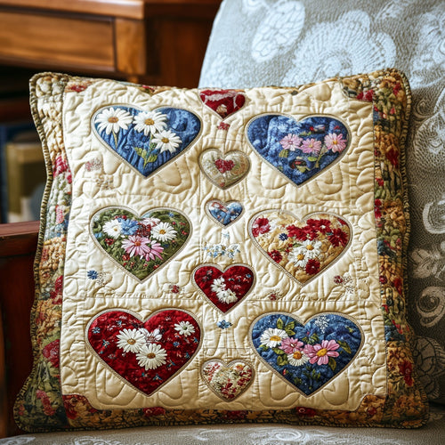 Timeless Hearts Bloom Quilted Pillow Case NCU0PT5425