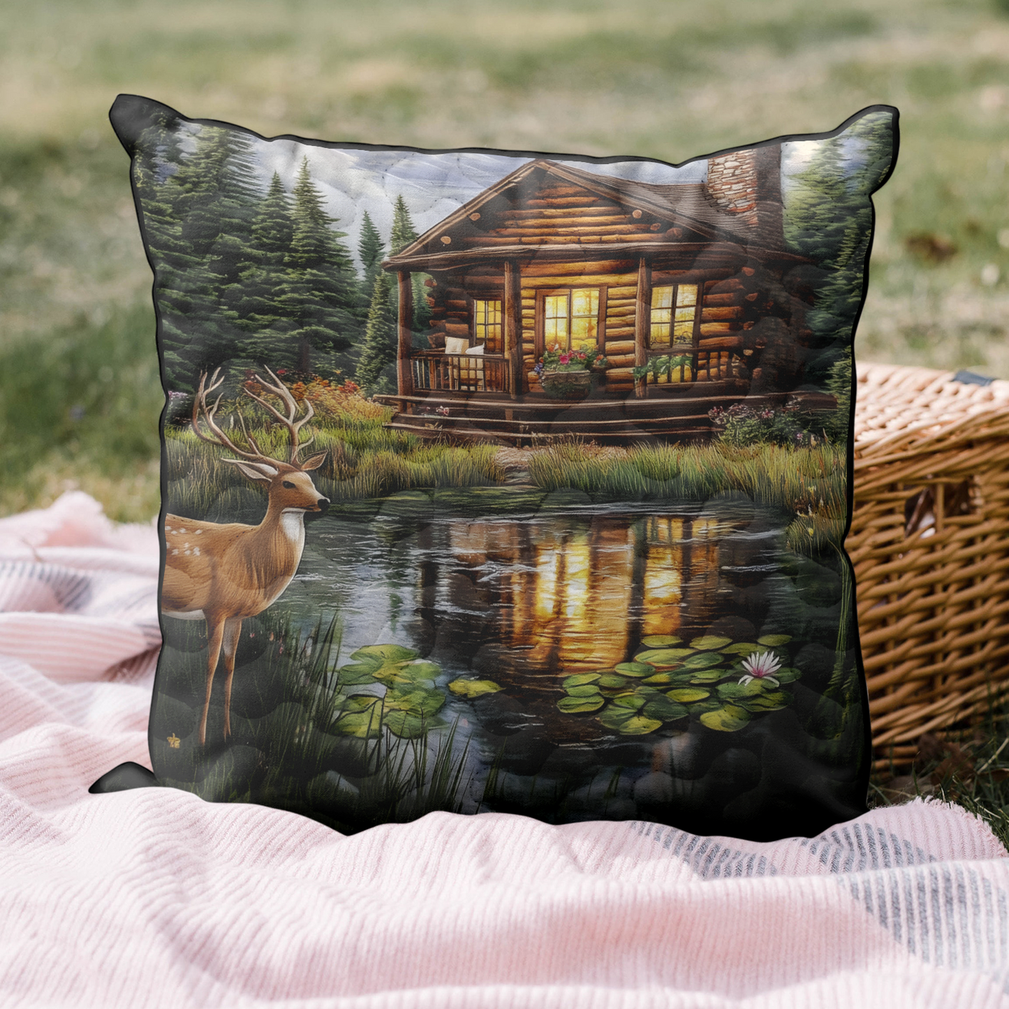 Tranquil Log Cabin Quilted Pillow Case NCU0DK4249