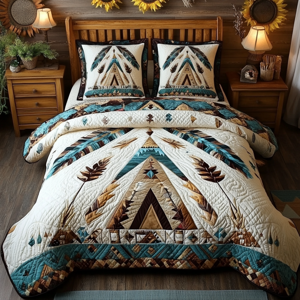 Tribal Majesty 3-Piece Quilted Bedding Set NCU0NVH080