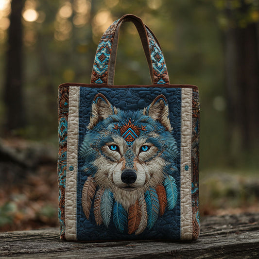 Tribal Wolf Quilted Tote Bag NCU0TV155