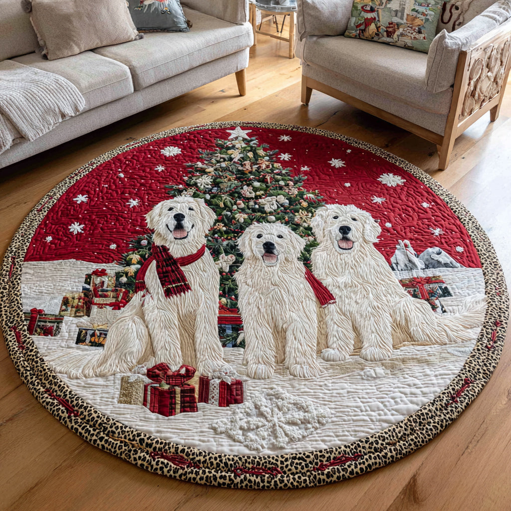 Trio Great Pyrenees Quilted Round Mat NCU0HH320