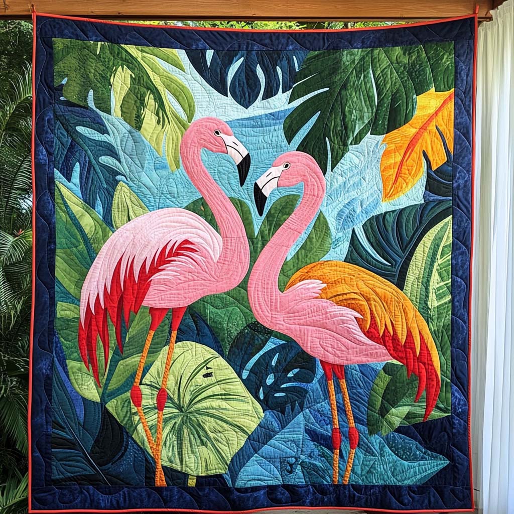Tropical Flamingo Quilted Blanket NCU0NT327