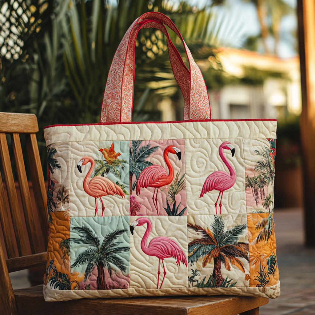 Tropical Flamingo Quilted Tote Bag NCU0DK9068
