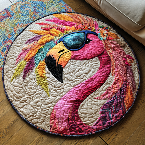 Tropical Flamingos Quilted Round Mat NCU0DV5999