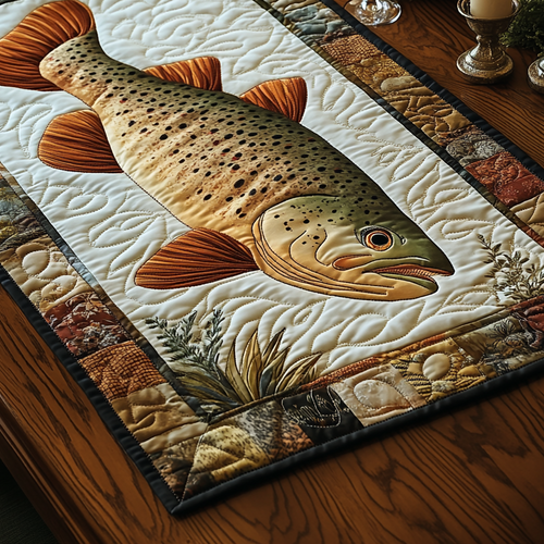 Trout Season Quilted Table Runner NCU0DV3957