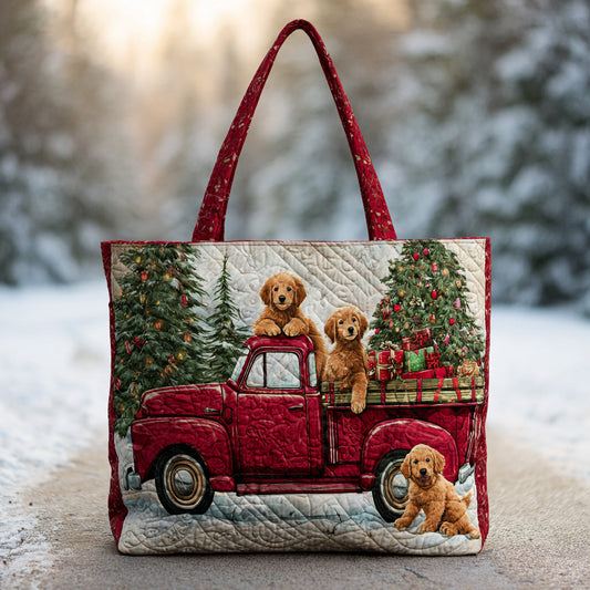 Truck Golden Retriever Quilted Tote Bag NCU0HH212