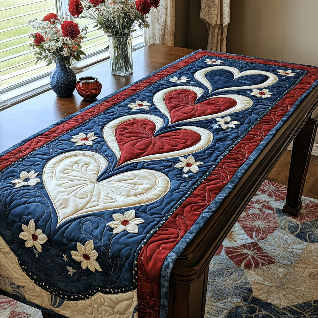 Heirloom Heart Accent Quilted Table Runner NCU0HNH758