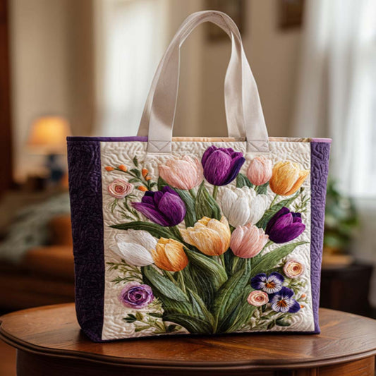 Tulip Garden Walk Quilted Tote Bag NCU0NT9376