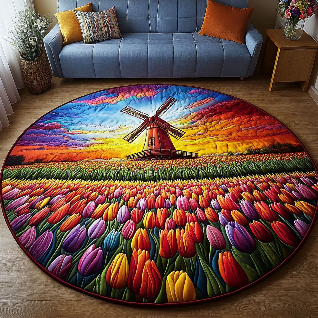 Floral Bloom Quilted Round Mat NCU0NNT2008