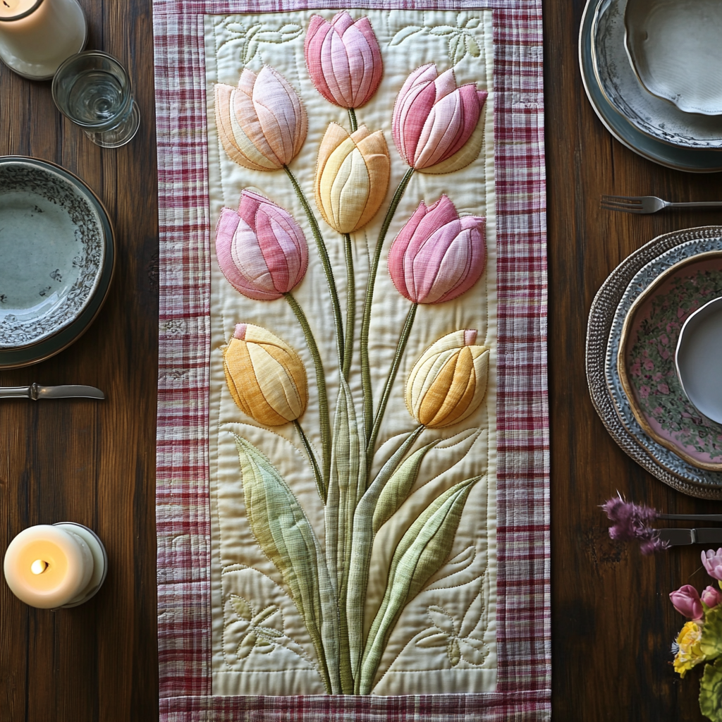 Tulip Meadow Bliss Quilted Table Runner NCU0DV4136 – Vantique