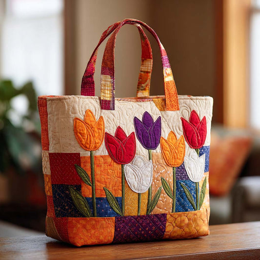 Tulip Meadow View Quilted Tote Bag NCU0NT9374