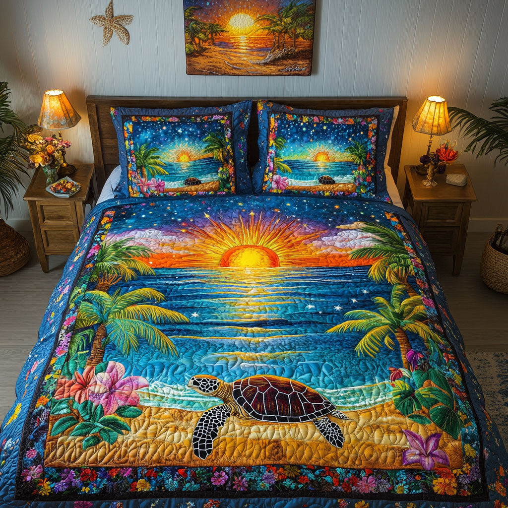 Hawaiian Bliss Turtle 3-Piece Quilted Bedding Set  NCU0TL479 main image 0