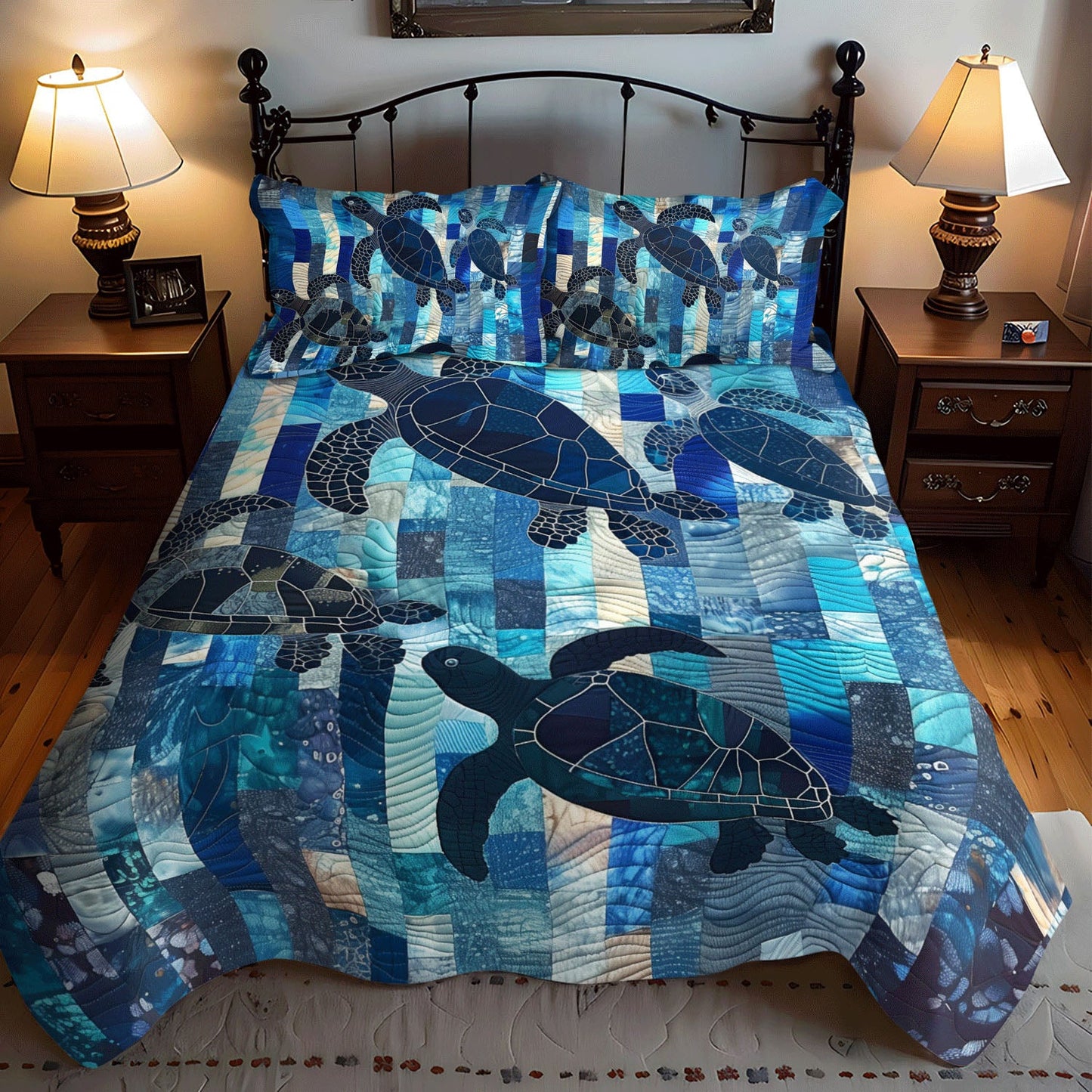 Turtle Tides 3-Piece Quilted Bedding Set NCU0TL751