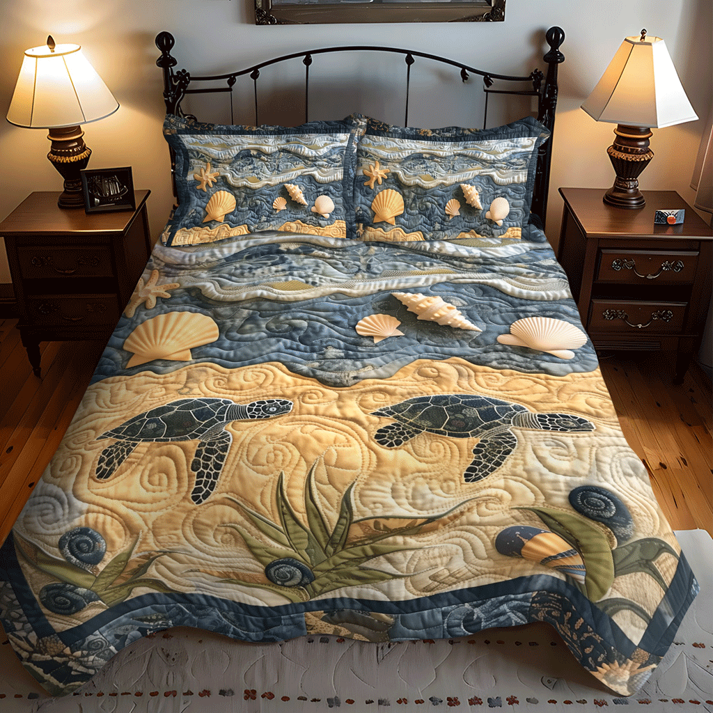Turtle Trek 3-Piece Quilted Bedding Set NCU0TH1335
