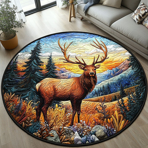 Twilight Elk Quilted Round Mat NCU0PT5515
