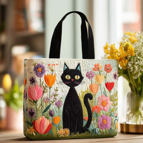 Twilight Meow Quilted Tote Bag NCU0NT9117