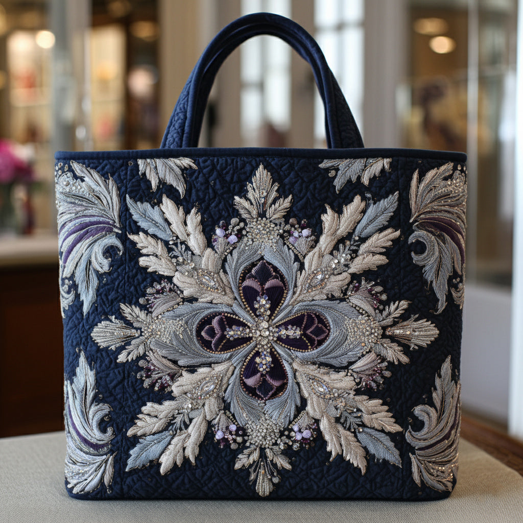 Twilight Snowflake Pattern Quilted Tote Bag NCU0HH427