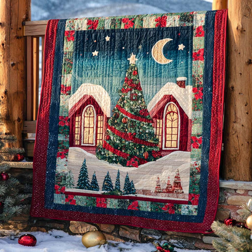 Twinkling Tree Night Quilted Blanket NCU0XD164