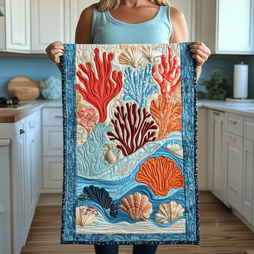 Vibrant Coral Quilted Table Runner NCU0TH2683