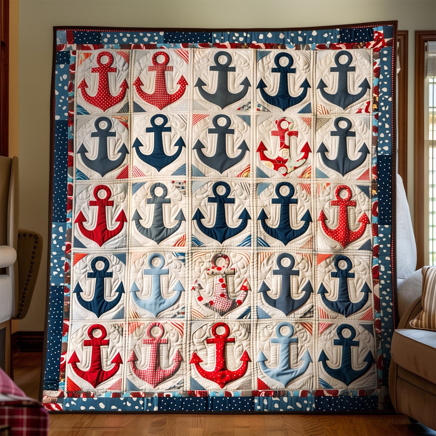 Vintage Anchors Quilted Blanket NCU0TH1315