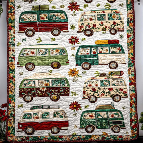 Vintage Roadtrip Charm Quilted Blanket NCU0NT8284