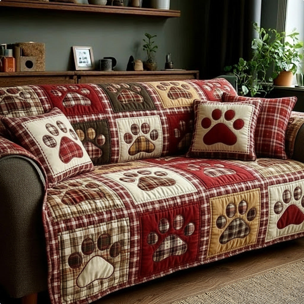 Homestead Paws Quilted Sofa Cover GFTOQM2767 main image 1