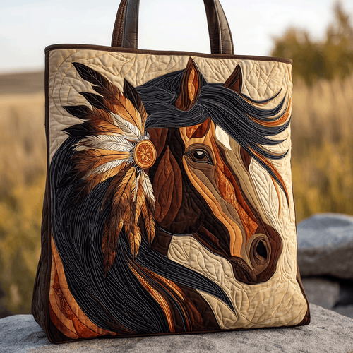Warrior Horse Path Quilted Tote Bag NCU0TH2881