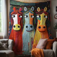 Whimsical Horse Quilted Blanket NCU0DV5471
