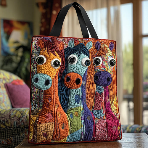 Whimsical Horse Quilted Tote Bag NCU0DV6772
