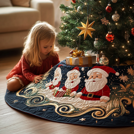 Whimsical Santa Quilted Christmas Tree Skirt NCU0DV1169