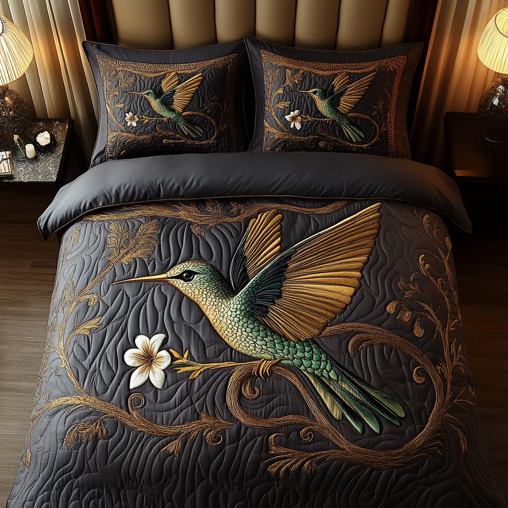 Butterfly Whisper 3-Piece Quilted Bedding Set NCU0DDK2318