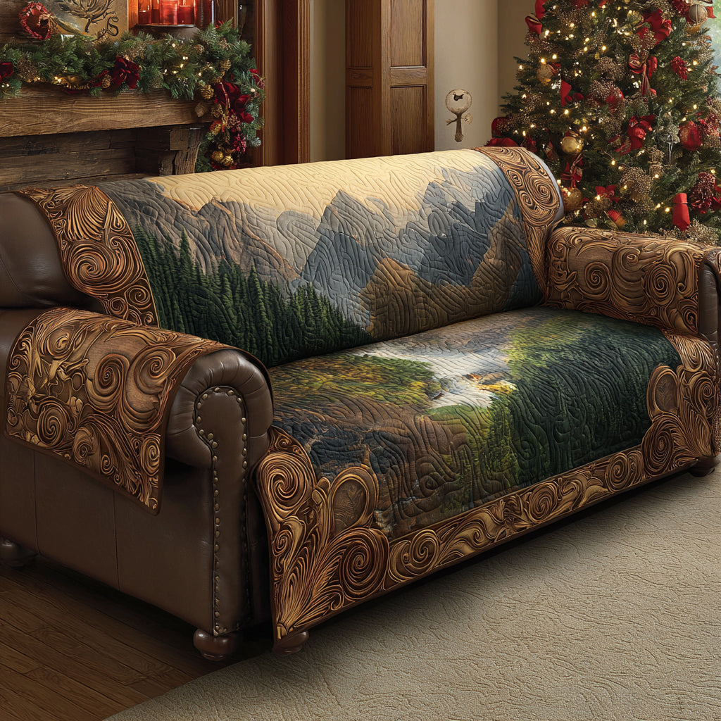 Woodland Stripe Quilted Sofa Cover NCU0LDH620 main image 1