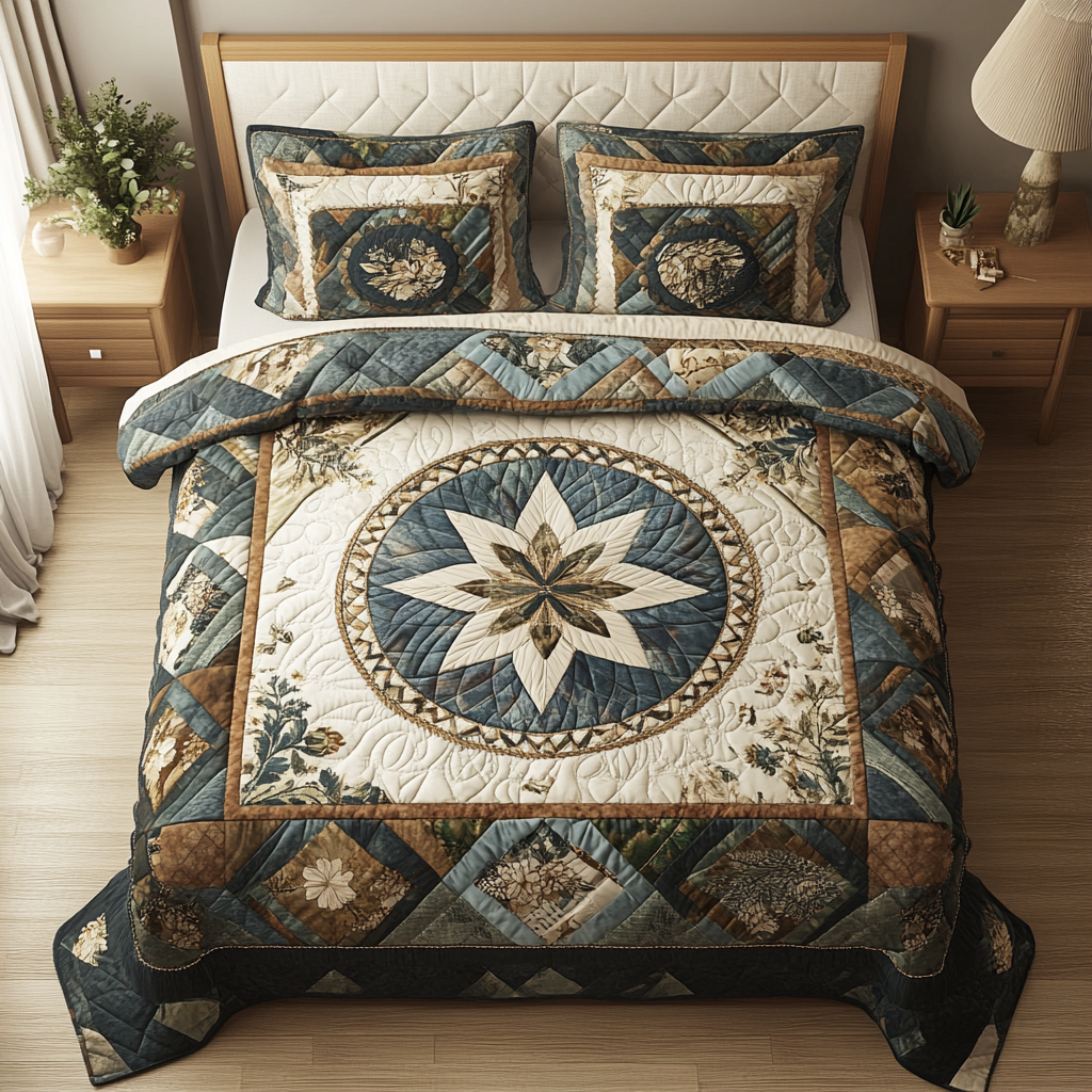 Petal Cat 3-Piece Quilted Bedding Set NCU0PTT1423