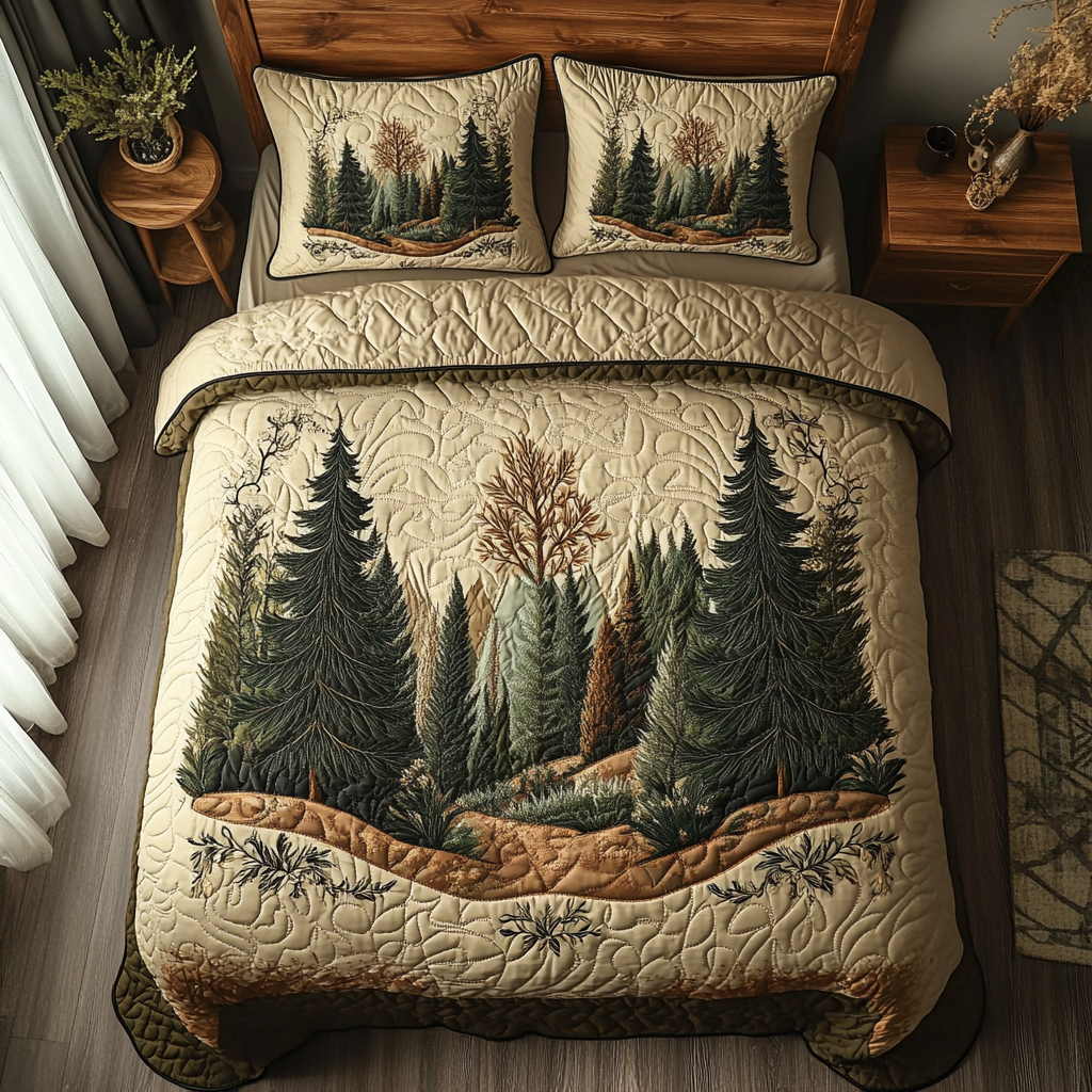 Cozy Forest Quilted Curtains NCU0DDK1732 main image 1