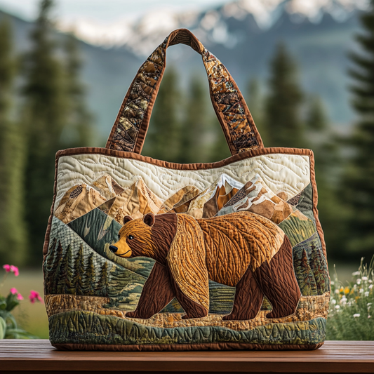 Wild Bear Quilted Tote Bag NCU0DK9664