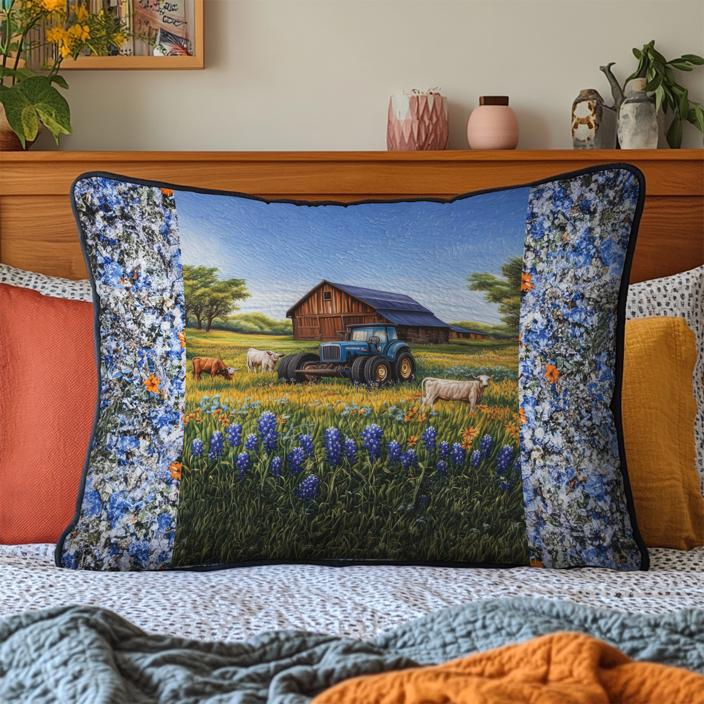 Wild Bluebonnet Quilted Bedding Pillow Case NCU0DK6988
