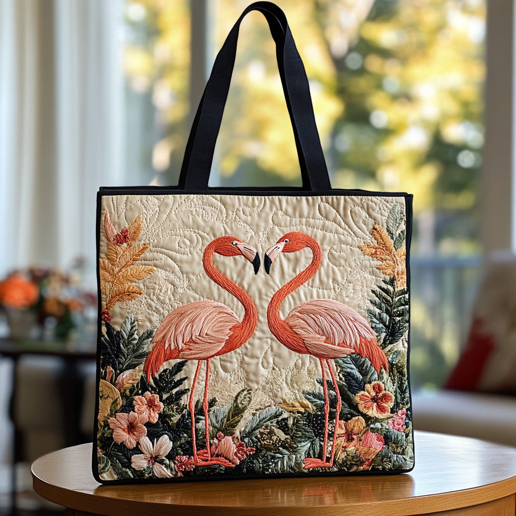 Wild Flamingo Quilted Tote Bag NCU0DV6750
