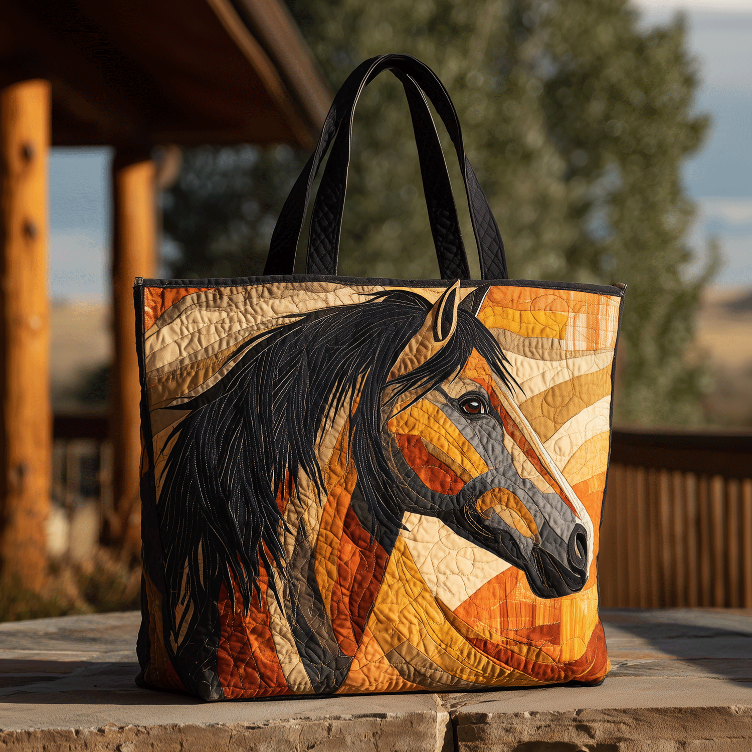 Highland Deer Quilted Tote Bag NCU0NNT2038