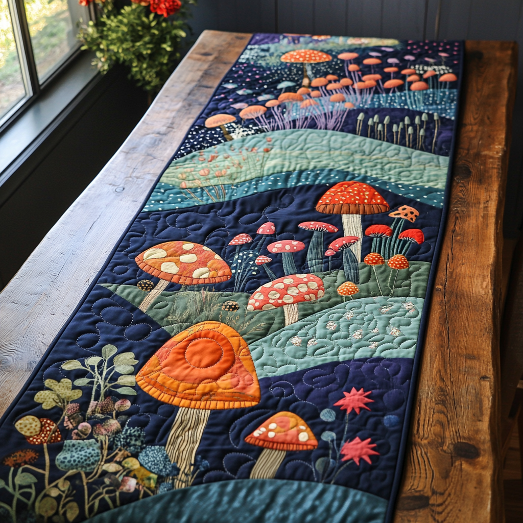 Wild Mushroom Quilted Table Runner NCU0DK7482 – Vantique