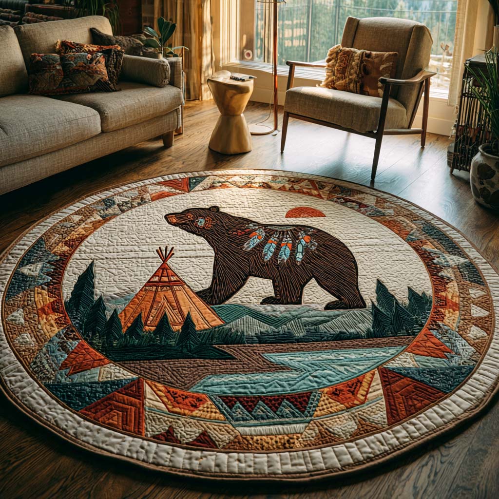 Wild Totem Quilted Round Mat NCU0TD224