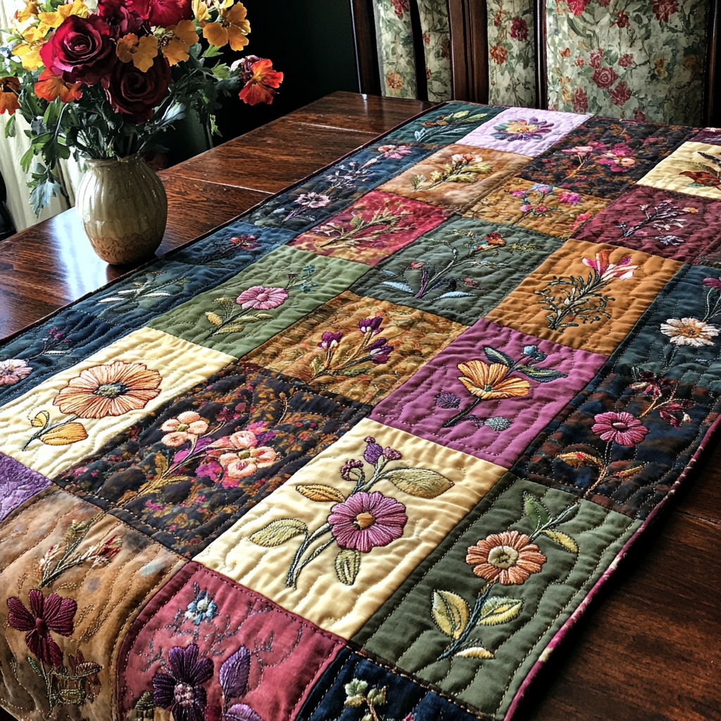 Vibrant Deer Patchwork Quilted Table Runner GFTOHD6487