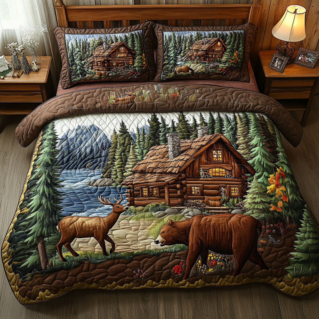 Golden Nectar Haven 3-Piece Quilted Bedding Set NCU0NT009