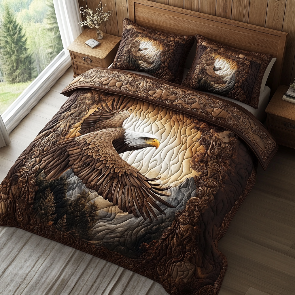 Eagle Pride 3-Piece Quilted Bedding Set NCU0NTD1758
