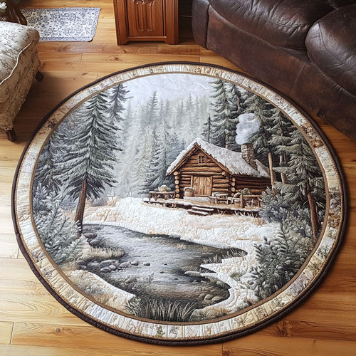 Winter Cabin Quilted Round Mat NCU0NT3846