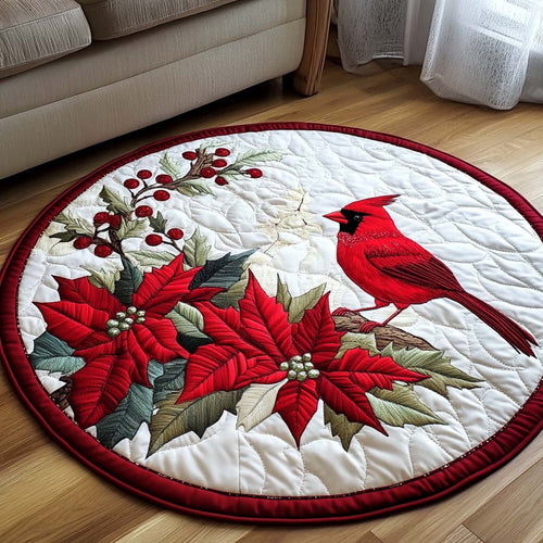 Winter Cardinal Watch Quilted Round Mat NCU0NT1402