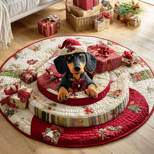 Winter Dachshund Quilted Round Mat NCU0TD423