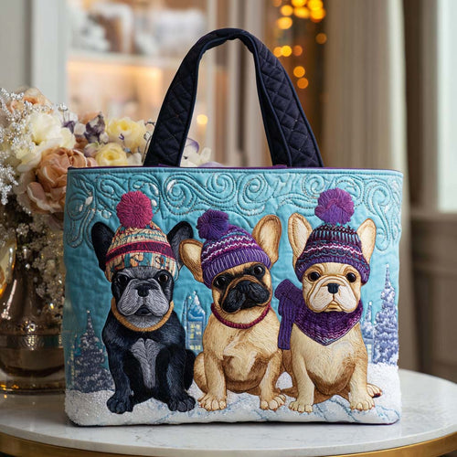 Winter French Bulldog Quilted Tote Bag NCU0NT9820