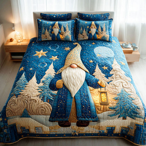Winter Gnome Whispers 3-Piece Quilted Bedding Set NCU0TD963
