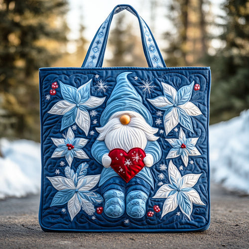 Winter Heart Gnome Quilted Tote Bag NCU0TD806