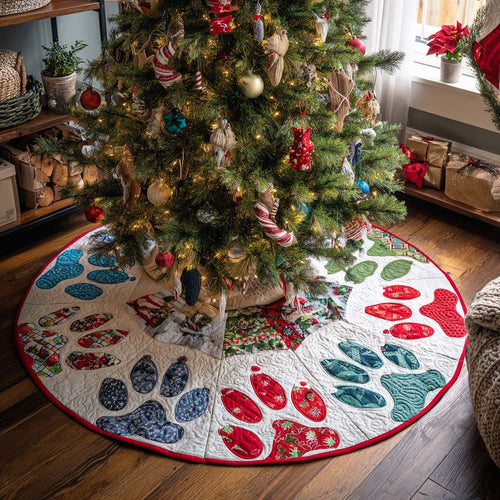Winter Paws Christmas Quilted Tree Skirt NCU0NT9968